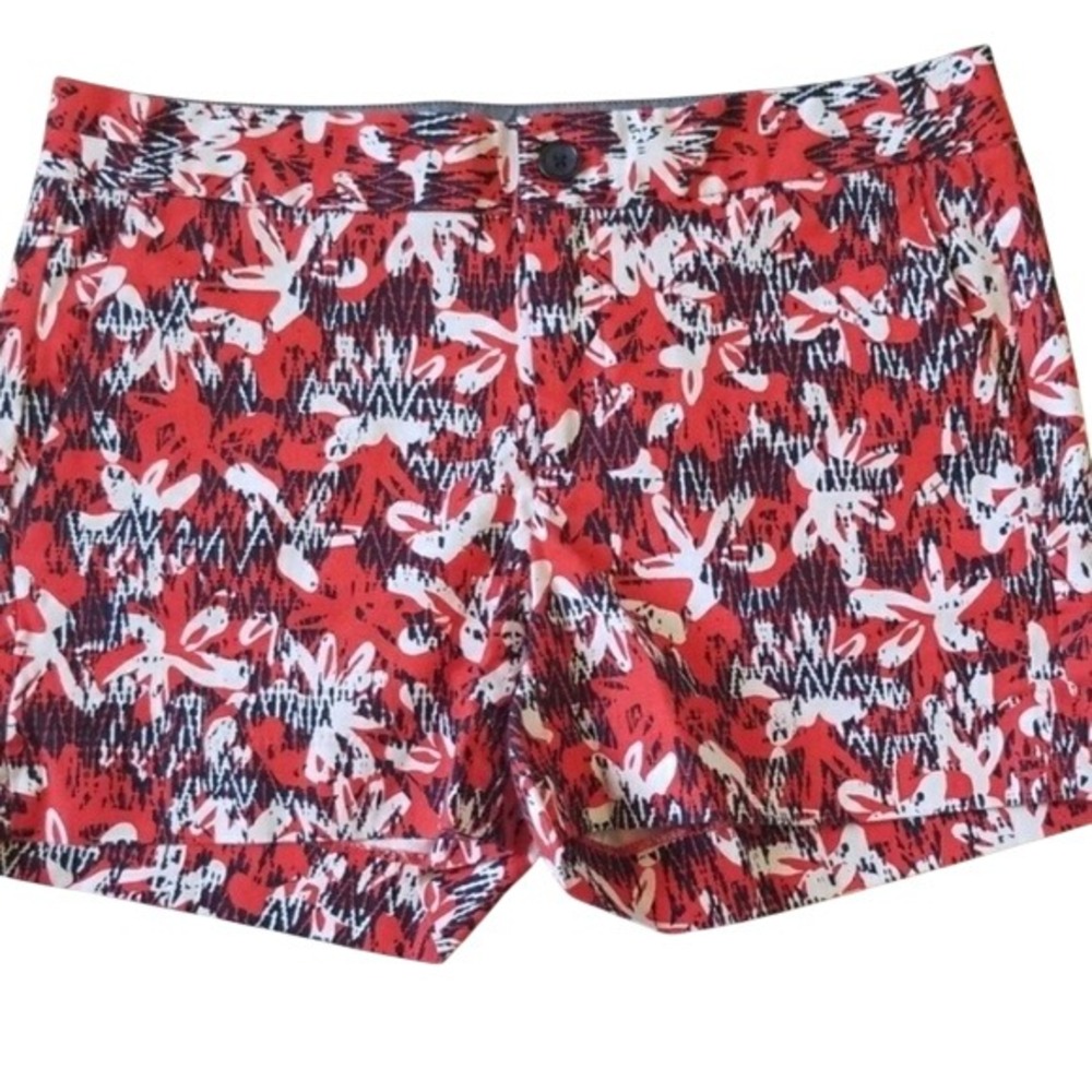 Banana Republic Summer Red Hampton Fit Twill Patterned Shorts Size 0